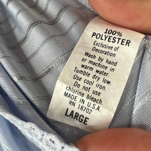 VINTAGE Dara-Jane Blue Lace Satin Teddy Romper Side Ties Cut Outs USA VTG L - Picture 4 of 4